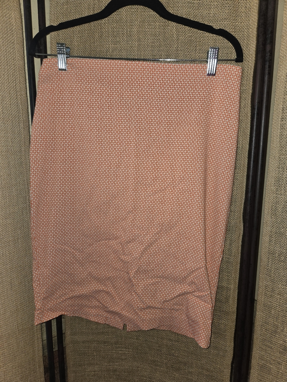 Women’s Attyre New York Orange Cream Geometric Skirt Back Slit Size 8